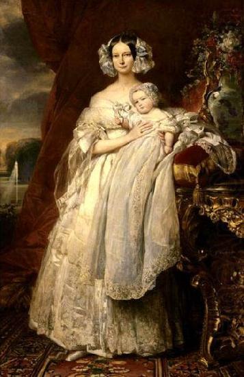 Franz Xaver Winterhalter Portrait of Helena of Mecklemburg-Schwerin, Duchess of Orleans with her son the Count of Paris china oil painting image